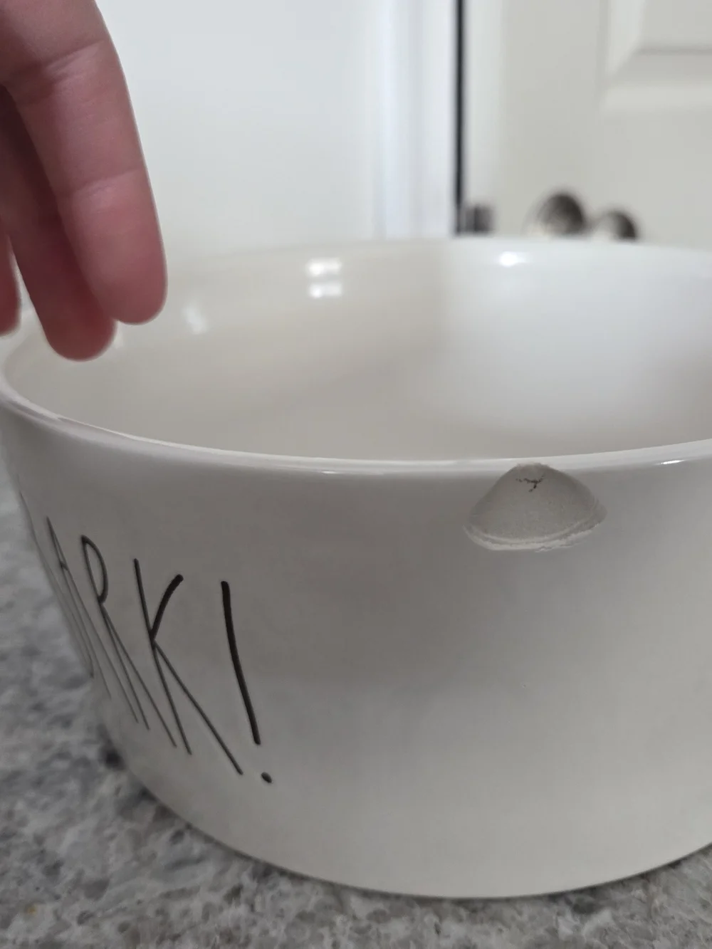 Rae Dunn White Ceramic Pet Bowl with 'Live, Love, Bark'
